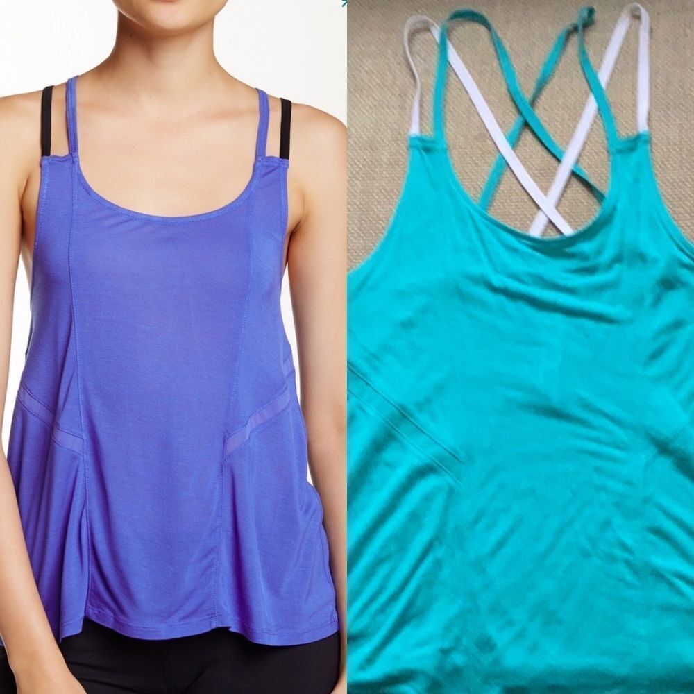 NWT Alo Yoga Lineal Tank Agua/White Size XS